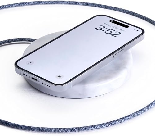 Einova Classic Stone – Marble Wireless Charging Pad Designed in Italy, Integrated 6 ft USB-C Cable, Smartphones, Wireless Earbuds, Smartwatches – White Carrara Marble - color: White Carrara marble – Classic Stone