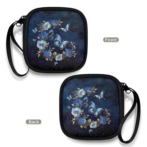 Portable Wireless Headphone Case, Butterfly Flower Earphone Storage Bag Carrying Case, Earbud Holder with Handle Headphone Bag Travel - color: Butterfly And Flower