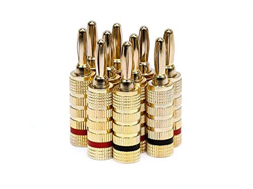 Monoprice Onix Series Digital Coaxial Audio/Video RCA Subwoofer CL2 Rated Cable, RG-6/U 75-ohm 15ft, Black & Gold Plated Speaker Banana Plugs – 5 Pairs – Closed Screw Type