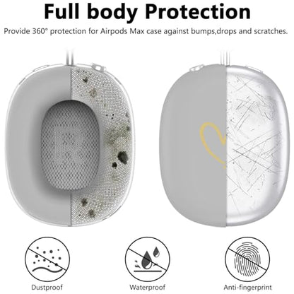 Case Cover for AirPods Max, Anti-Scratch Soft Silicone with Gold Heart Pattern Ear Cups Case Cover/Ear Pad Cover/Headband Cover for Apple AirPods Max Headphones (Gray) - color: Gray