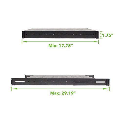 Navepoint 1U 19-Inch Fixed 4-Post Rack Mount Server Shelf with Adjustable Depth from 18-29 Inch Black - size: 18" Deep