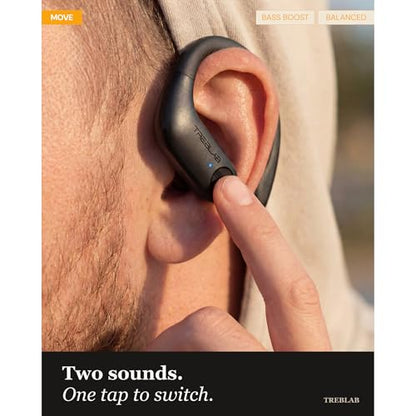 TREBLAB X3-Pro Earbuds Wireless Bluetooth, Earhook IPX5 12H Powerbank | Bluetooth Running Headphones, gaming mode 60ms, wireless charging case, secure earhook, ENC mics, BT 5.3, 9g ultra-light - color: Black Logo