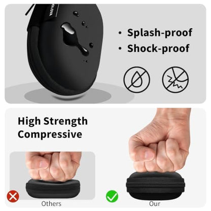 1 Pack Oval Earbud Case Storage Bag with Carabiner, Black - color: D11-black