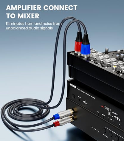 Tisino RCA to XLR Cable, 2 RCA to 2 XLR Male HiFi Cord,4N OFC, 6.6FT/2m - size: 2m