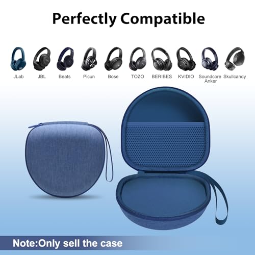 Headphone Case for JLab/Beats/TOZO/BERIBES/Picun Etc Headphones, Blue | for JLab JBuds Lux ANC/Go Lux ANC, Beats Studio Pro/Solo 4 3,TOZO HT3,KVIDIO Etc Headphone, Hard Shell Case for Travel Home - color: Blue