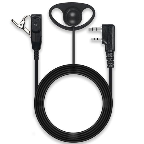 Walkie Talkie Earpiece with Mic PTT 2 Pin D Shape Headset Ear Piece, 2 Pack | Radio Earpiece Compatible with Baofeng UV-5R BF-888S Retevis H-777 RT21 RT22 Arcshell AR-5 Kenwood 2 Way Radio - size: D Shape 2Pcs