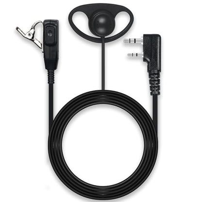 Walkie Talkie Earpiece with Mic PTT 2 Pin D Shape Headset Ear Piece, 2 Pack | Radio Earpiece Compatible with Baofeng UV-5R BF-888S Retevis H-777 RT21 RT22 Arcshell AR-5 Kenwood 2 Way Radio - size: D Shape 2Pcs