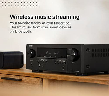 Denon AVR-S570BT 5.2 Channel AV Receiver - 8K Ultra HD Audio & Video | Enhanced Gaming Experience, Wireless Streaming via Built-In Bluetooth, (4) 8K HDMI Inputs, Supports eARC, HD Setup Assistant - style: AVR-S570BT