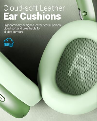 Wentronic Y01 Wireless Noise Canceling Headphones Bluetooth 5.3 Over Ear Headphones with Microphone, Hi-Res Audio, 48H Playtime, Foldable Comfortable Earpads,Compatible with iOS,Android,PC, Green - color: Green