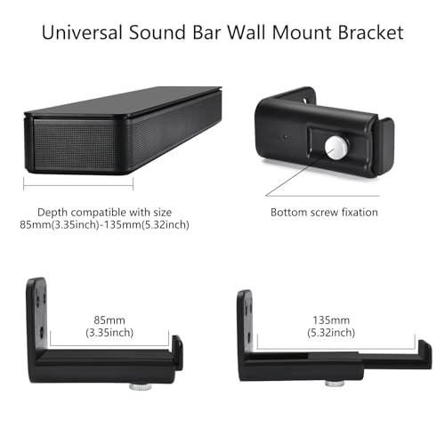 Soundbar Wall Mount for Sony,JBL,LG,Bose SoundBar Mounting Bracket Under TV | Soundbar Mount Shelf for Samsung,Roku,Vizio, Sound Bar Mounting Bracket,TV Speaker Adjustable Wall Mount Kit