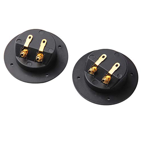 Arroyner 2Pcs 3-Inch Speaker Box Terminal Cup DIY 2-Way Speaker Box Terminal Binding Post Round Spring Cup Connector - color: Black-2pcs