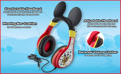 eKids Mickey Mouse Kids Headphones with 3.5mm Audio Jack, Wired Headphones for School, Home or Travel (Mickey Mouse) - color: Mickey Mouse