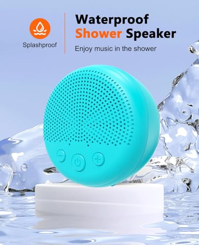 LENRUE Shower Speaker, Bluetooth Waterproof Speaker Wireless, Portable Speaker with Clear Loud Sound, Suction Cup, Lanyard, Ideas Gifts - color: Blue