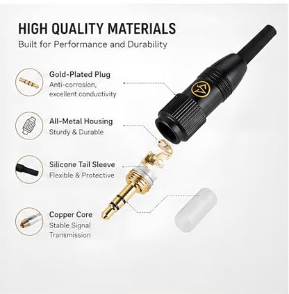 3.5mm 1/8" Locking Connector Retractable Gold Plated Microphone Connection Small Three Pin Audio Plug Ideal for Secure and Stable Audio Performance (5PCS)