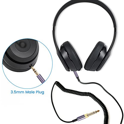 Solo4 Cord Coiled Audio Cable for Beats Studio3, Studio Pro, Solo3 Headsets | 3.5mm to 3.5mm(1/8") Extension Wire with 6.35mm(1/4") Adapter Compatible with iPhone PS5 Xbox One, 14ft - size: 14 Feet