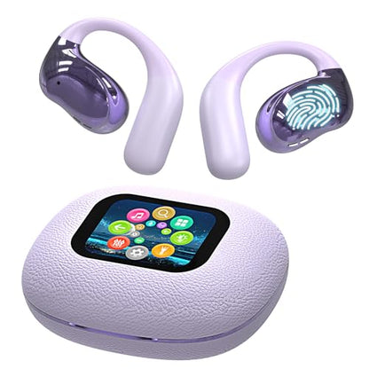 Open Ear Earbuds Ultra Comfort Wireless Bluetooth 5.4 Headphones Over The Ear Earbuds with Intelligent Touch Screen EarHooks IPX7 Waterproof Bone Conduction Earphones for Fitness Sports-Purple - color: PURPLE