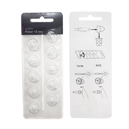 MiniFit Power Domes for Oticon Hearing Aids, 10mm, 20 Pieces | Soft silicone, fits Oticon Opn, Nera, Alta and RITE models, not for Corda tubes, includes cleaning brush and cloth, 2 packs - size: 10MM