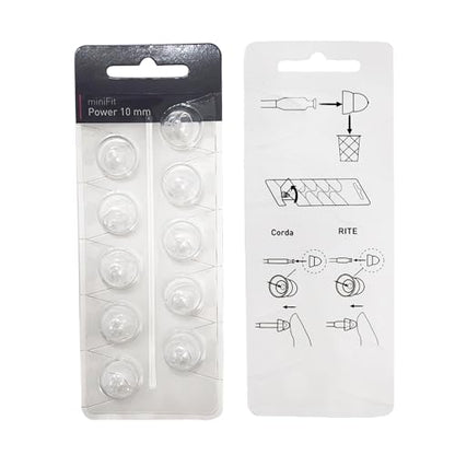 MiniFit Power Domes for Oticon Hearing Aids, 10mm, 20 Pieces | Soft silicone, fits Oticon Opn, Nera, Alta and RITE models, not for Corda tubes, includes cleaning brush and cloth, 2 packs - size: 10MM