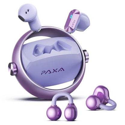 2 in 1 Clip on Open Ear Headphones Wireless Earbuds, 0 Delay Bluetooth 6.0, Ultra-long 140H Play, Auto L-R Recognition Touch Control, Hybrid Noise Reduction for Work Fitness Daily Use, Ctbuds Purple - color: C-Purple