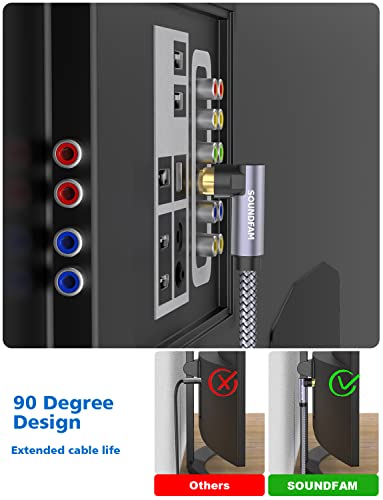 90 Degree Subwoofer Cable 10ft/3M,Right Angle RCA Cable Male to Male for Subwoofer，Amplifier-Grey - size: 10ft/3M, style: 90 Degree RCA to RCA