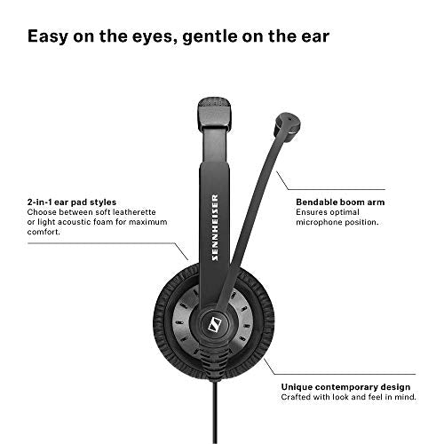 Sennheiser SC 45 USB MS (507083) - Single-Sided Business Headset | For Skype for Business, Mobile Phone, Tablet, Softphone, and PC | HD Sound & Noise-Cancelling Microphone (Black) - style: SC 45 USB MS