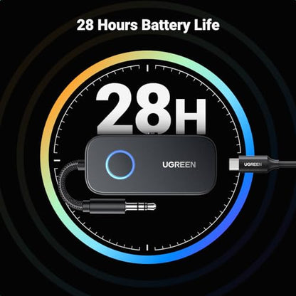 UGREEN Airplane Bluetooth Transmitter Receiver for 2 Airpods or Headphones, Airplane Travel Essentials 2-in-1 Wireless Bluetooth Adapter-Use with Any 3.5MM Jack on Flight, TV, Car Stereo, Treadmill