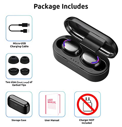 Wireless V5.3 Bluetooth Earbuds Compatible with Redmi Note 12 Pro Updated Micro Thin Case Quad Mic 8D Bass IPX7 Waterproof/Sweatproof