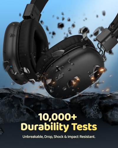 awatrue Kids Over-Ear Bluetooth Headphones, 85dBA Safe Volume, Black | Built-in Microphone, Bluetooth 5.4, Foldable, 50H Playtime, USB-C Charging - color: Black