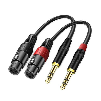 LanSenSu XLR to 1/4 TRS Stereo Adapter,XLR Female to 1/4 Inch (6.35mm) Stereo Balanced Microphone Stereo Audio Converter AdapterCable 2Pack- 11.8inch - size: 6.35mm to XLR Female-11.8in