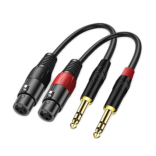 LanSenSu XLR to 1/4 TRS Stereo Adapter,XLR Female to 1/4 Inch (6.35mm) Stereo Balanced Microphone Stereo Audio Converter AdapterCable 2Pack- 11.8inch - size: 6.35mm to XLR Female-11.8in