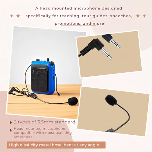 2-Pack Headset Microphone for Voice Amplifier, Teachers, Presenters - Lightweight, Adjustable Boom Mic, 3.5mm/2-Pin Compatible, Comfortable Over-Ear Design, Clear Audio for Teachers, Coaching
