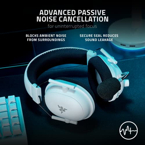 Razer BlackShark V2 Pro Wireless Gaming Headset: THX 7.1 Spatial Surround Sound - 50mm Drivers - Detachable Mic - for PC, PS5, PS4, Switch, White - color: White