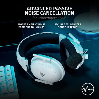Razer BlackShark V2 Pro Wireless Gaming Headset: THX 7.1 Spatial Surround Sound - 50mm Drivers - Detachable Mic - for PC, PS5, PS4, Switch, White - color: White