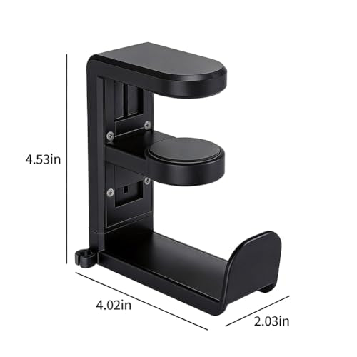 360° Rotating Headphone Hanger, Under Desk Headset Holder, Clamp‑On Headphone Stand for All Over‑Ear Headphones,Black - color: Black