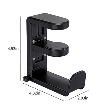 360° Rotating Headphone Hanger, Under Desk Headset Holder, Clamp‑On Headphone Stand for All Over‑Ear Headphones,Black - color: Black