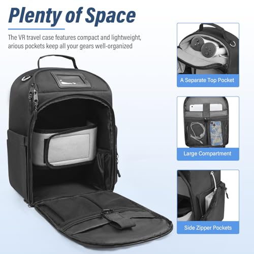 ORKELS Carrying Case for Meta Quest 2/Quest 3/Quest 3S/Quest Pro, Travel Backpack Bag for VR All-in-One Gaming Headset, Elite Strap, Controllers & Accessories