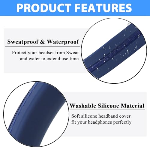 Adhiper Silicone Sweat Headband Cover for Beats Studio Pro & Studio 3 Headphones, Silicone Cover Headphone Cover Accessories for Beats Studio Pro, Studio 3 Headband, Washable & Sweatproof - Blue - color: Blue