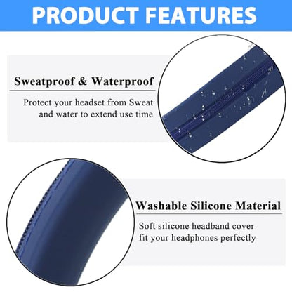 Adhiper Silicone Sweat Headband Cover for Beats Studio Pro & Studio 3 Headphones, Silicone Cover Headphone Cover Accessories for Beats Studio Pro, Studio 3 Headband, Washable & Sweatproof - Blue - color: Blue