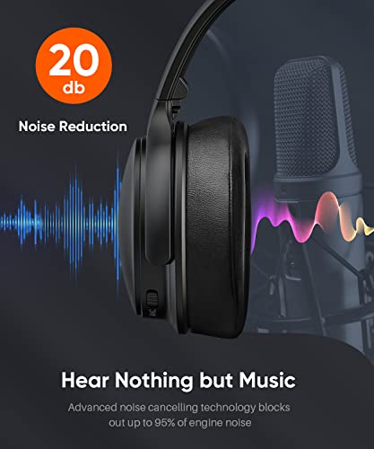INFURTURE Over Ear Headphones Active Noise Cancelling Headphones, H1 Wireless Bluetooth Headset, Deep Bass Headset, Low Latency, 90H Playtime, Foldable Headphone for Sport Running Cool Gadgets Gift - color: Black