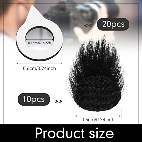 Nezyo 10 Pcs Camera Mic Windscreen Wind Muff Built in Microphone Camera Muff Compatible with DSLRs Outdoor Windshield and 20 Pcs Sticker, Black, 0.24 x 0.24 Inch