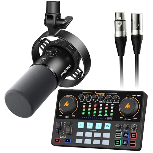 MAONO Podcast Equipment Bundle: USB XLR Dynamic Microphone and Audio Interface for Podcast Recording, Streaming(PD300X+E2 Gen2+XLR180)