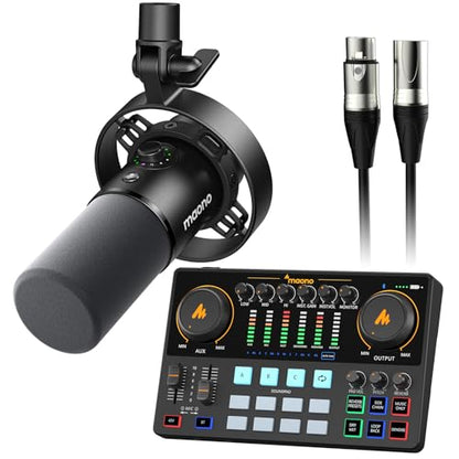 MAONO Podcast Equipment Bundle: USB XLR Dynamic Microphone and Audio Interface for Podcast Recording, Streaming(PD300X+E2 Gen2+XLR180)