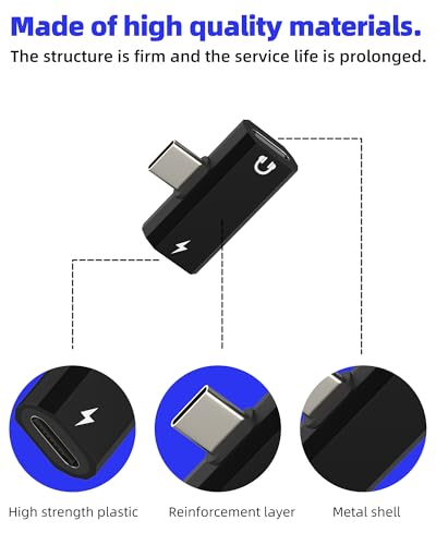 USB C 스플리터 어댑터 헤드폰 아이폰 17 16 15 프로 맥스(2팩) 충전기 타입 C to Aux 케이블 잭 오디오 데이터 전송 더블 폰 고속 충전 아이패드 DAC 포트 이어폰 수 컨버터 안드로이드용