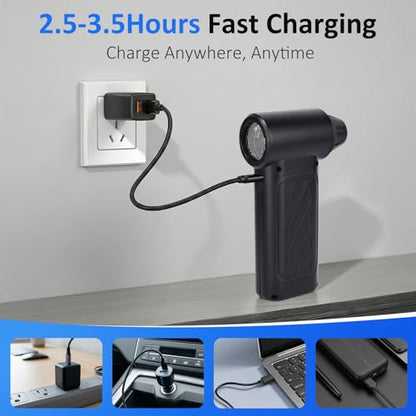 Compressed Air Duster, 130,000RPM Ultra-Powerful Cordless Electric Air Duster with 4000mAh Rechargeable Battery, 3-Gear Adjustable Air Blower for Keyboard, Computer, Car, Home Cleaning