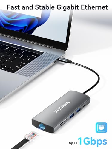 10Gbps USB C Hub with Dual 4K@60Hz USB-C Displayports for Laptop | 10-in-1 USB C Splitter, 2*USB-A & 2*USB-C 3.2, 1Gbps Ethernet, 100W PD, SD/TF, dual monitor adapter for MacBook,Samsung,Dell