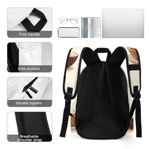 Travel Backpack for Women Men Carry On Backpack Coffee Collection Laptop Bag Lightweight Casual Daypack - color: Coffee Collection