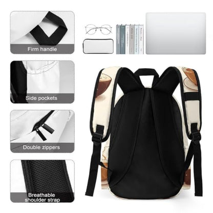 Travel Backpack for Women Men Carry On Backpack Coffee Collection Laptop Bag Lightweight Casual Daypack - color: Coffee Collection