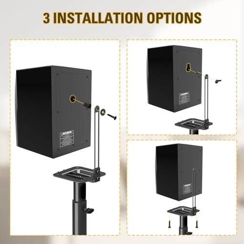 Mounting Dream Height Adjustable Speaker Stands for Bookshelf Speakers | Pair Floor Stand for Satellite & Small Speakers, Surround Sound stand for Bose Polk JBL Sony Yamaha and Others - 11LBS MD5402 - size: 9.4" W x 18" H Speaker