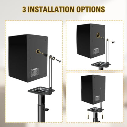 Mounting Dream Height Adjustable Speaker Stands for Bookshelf Speakers | Pair Floor Stand for Satellite & Small Speakers, Surround Sound stand for Bose Polk JBL Sony Yamaha and Others - 11LBS MD5402 - size: 9.4" W x 18" H Speaker