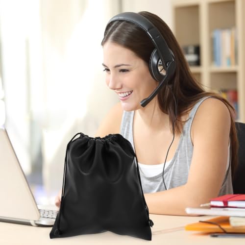 Pu Headphone Storage Bag Large Capacity Over-Ear Headset Pouch Waterproof Protective Portable Carrying Case for Travel and Daily Use Black